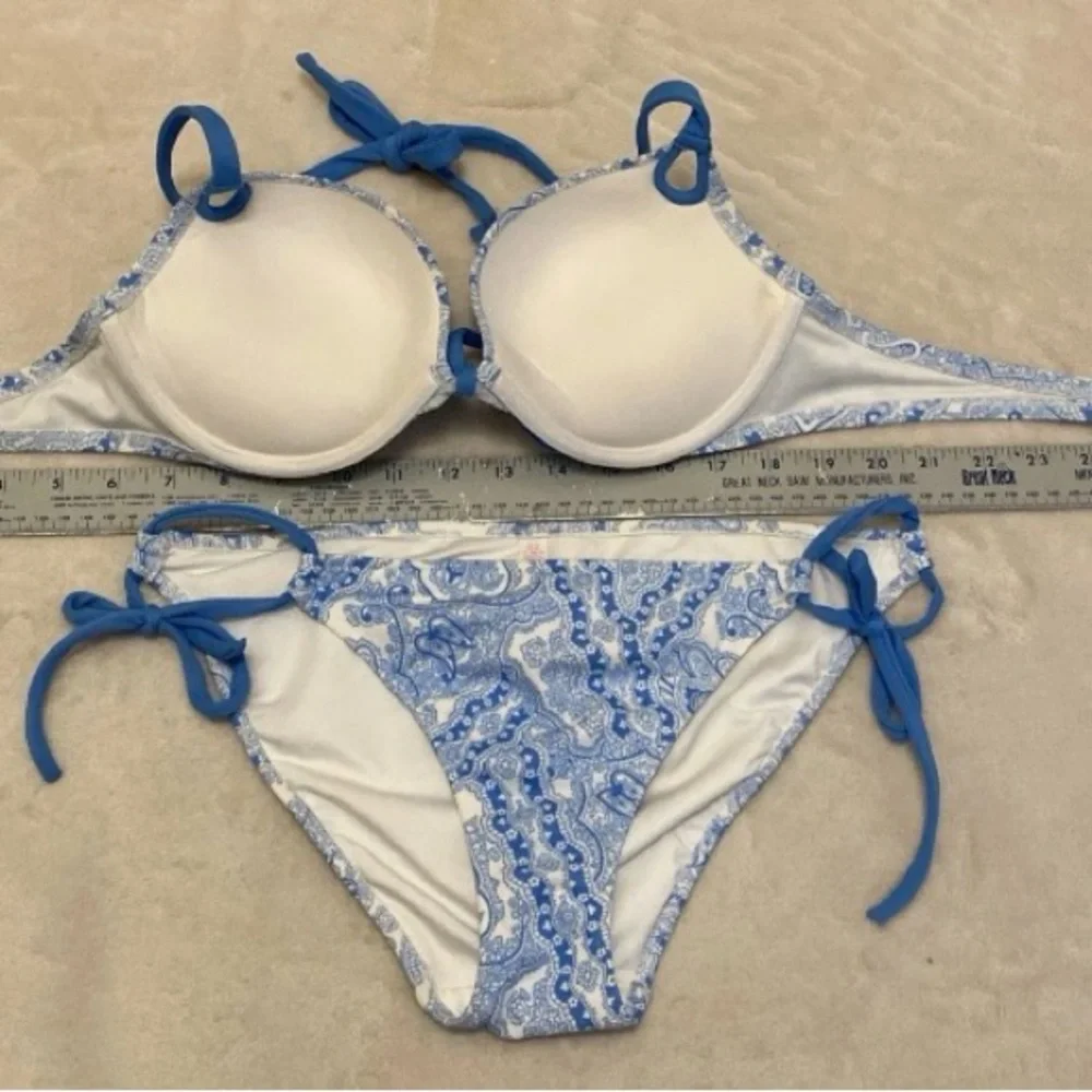 Victoria's Secret Blue and White Paisley Bombshell Bikini